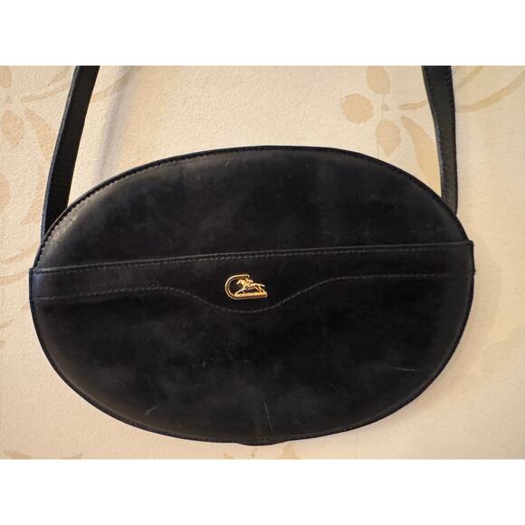 Italy Cristian Black Oval Leather Handbag - Picture 1 of 4